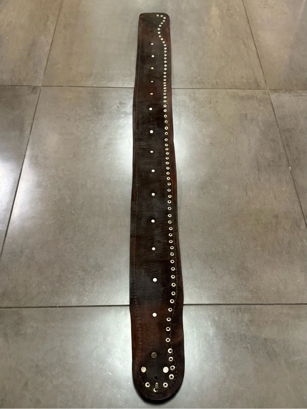 Vintage 1970s Coin-Studded Wide Leather Waist Belt w/ Brass Accent, Men’s XL